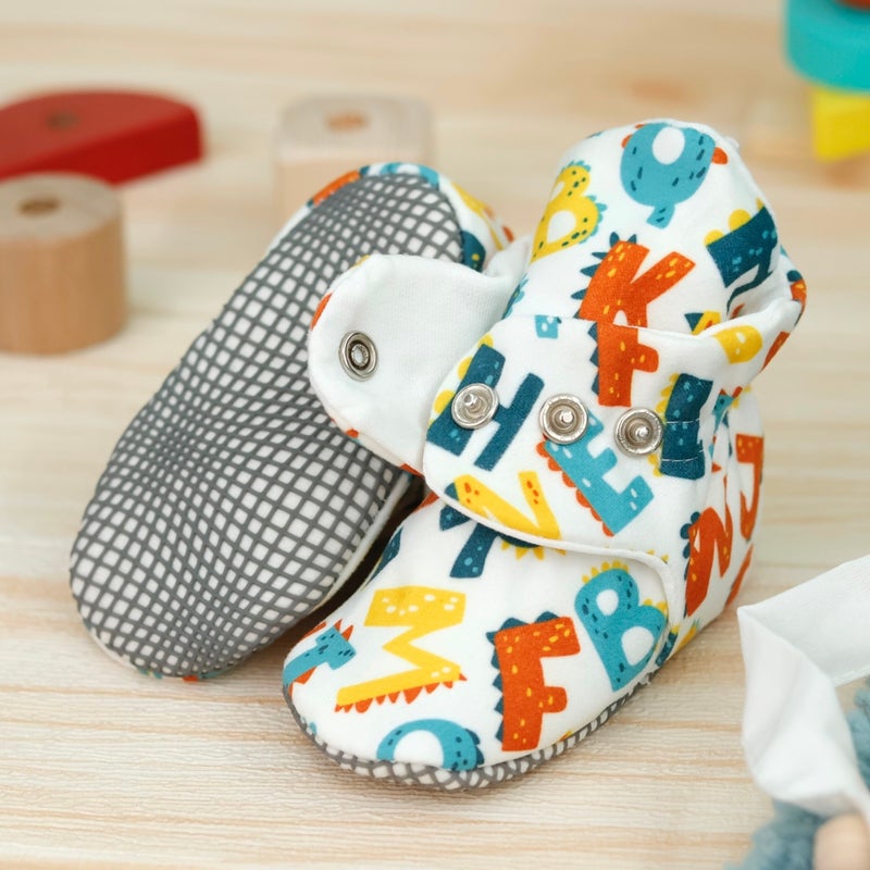 Ella Bonna Organic Cotton Baby Slippers, Non-Slip Sole, Newborn Booties, Home Nursery Shoes, Alphabet  - Image 3