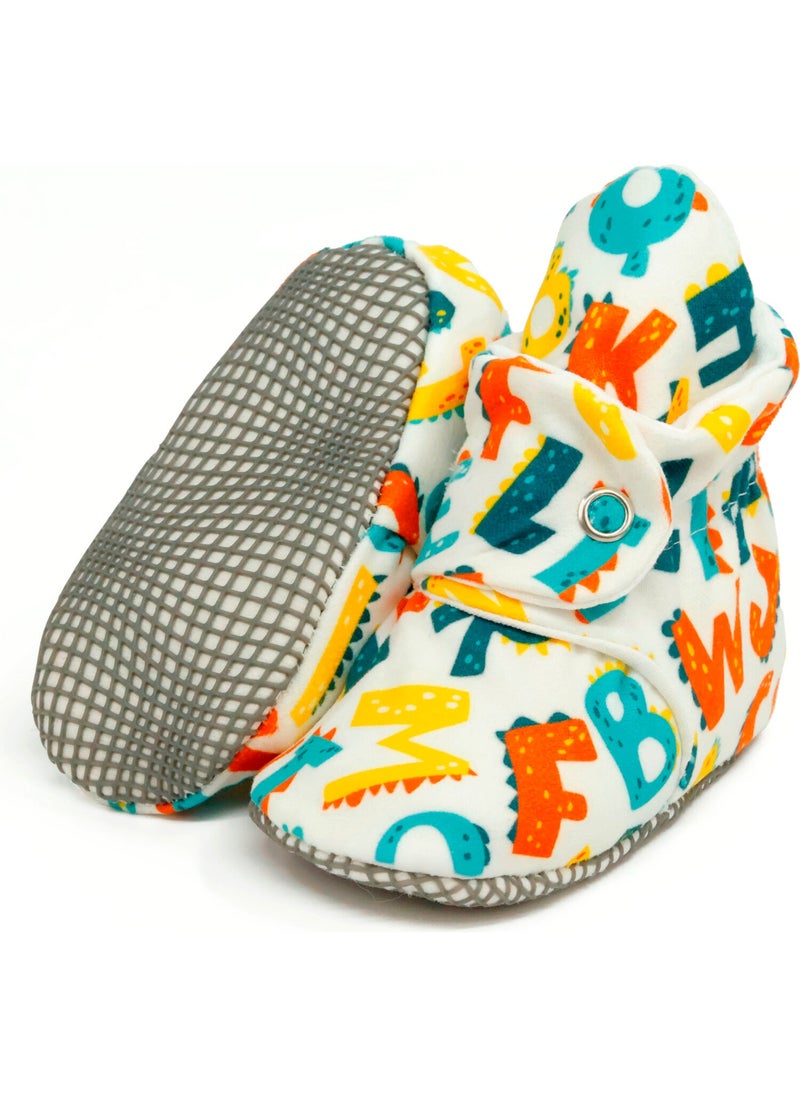 Ella Bonna Organic Cotton Baby Slippers, Non-Slip Sole, Newborn Booties, Home Nursery Shoes, Alphabet  - Image 2