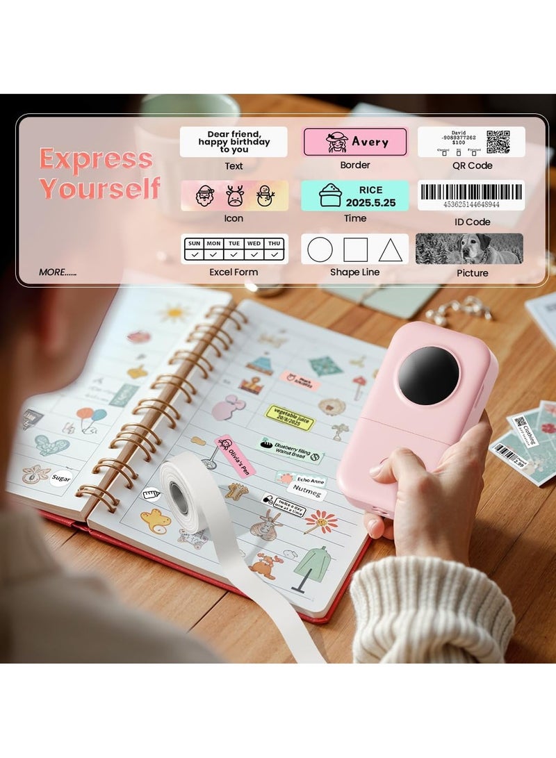 Label printer, portable handheld Bluetooth mini label printer, thermal label printer with a variety of templates for smartphones, ideal for children's school supplies and classroom supplies, easy to use - Image 2