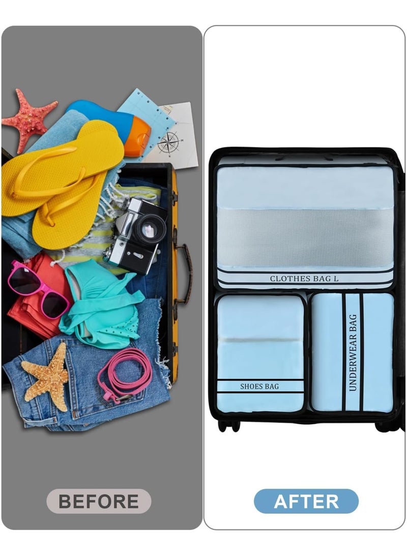 SOLARAE 9 Set Packing Cubes Luggage Packing Organizers, Lightweight Travel Essential Bag for Travel Accessories, Lightweight Mesh Zipper, Space Saving Travel Bags for Clothes, Shoes, Suitcases, Blue - Image 5