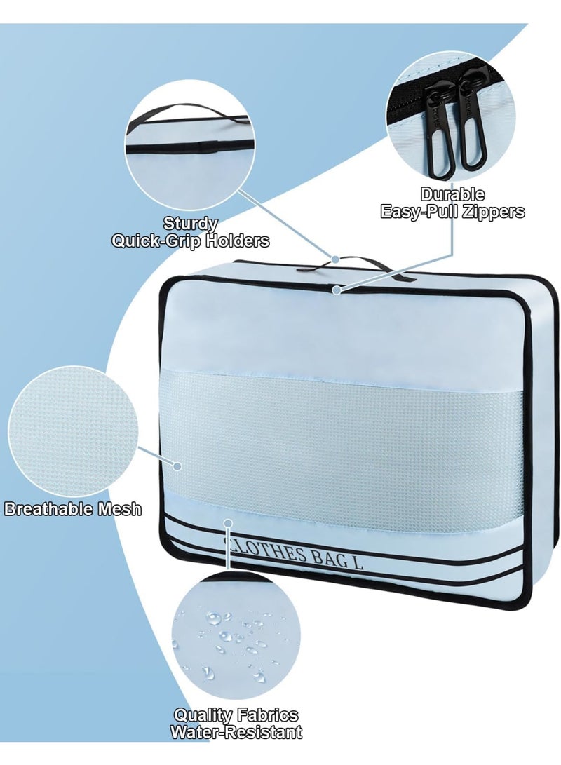 SOLARAE 9 Set Packing Cubes Luggage Packing Organizers, Lightweight Travel Essential Bag for Travel Accessories, Lightweight Mesh Zipper, Space Saving Travel Bags for Clothes, Shoes, Suitcases, Blue - Image 4