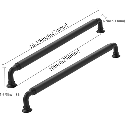 CABDM 5 Pack 10 Inch Hole Center Matte Black Cabinet pulls HeavyDuty Solid Cabinet Handle Hardware Suitable for cabinets Dressers Kitchens and Bathroom cabinets - Image 3