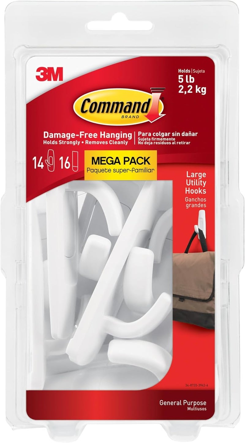 Command 17003-MPES Water-Resistant Adhesive Refill Strips,2, 4, Re-Hang Medium and Large Bath Hooks or Caddies Hardware, 0, 14 Count - Image 1