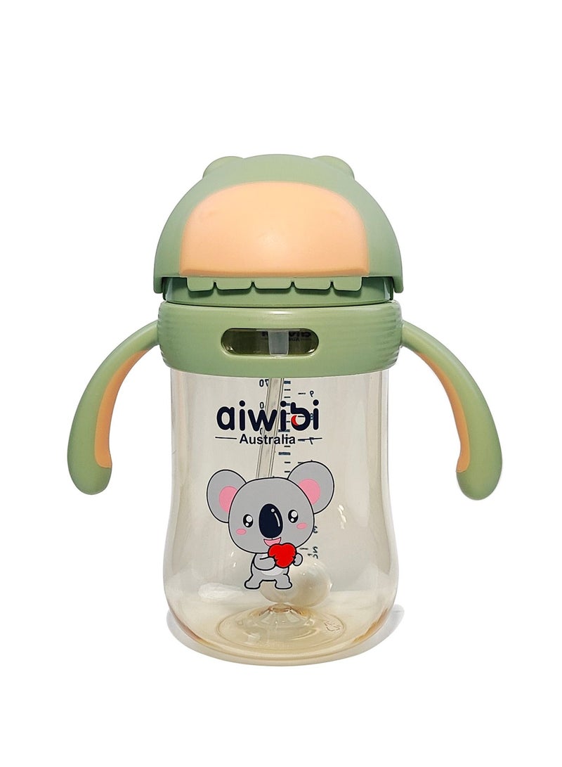 أيويبي زجاجات رضاعة اطفال خالية من مادة BPA مع مصاصة مرجحة 300 مل - اخضر - Image 1