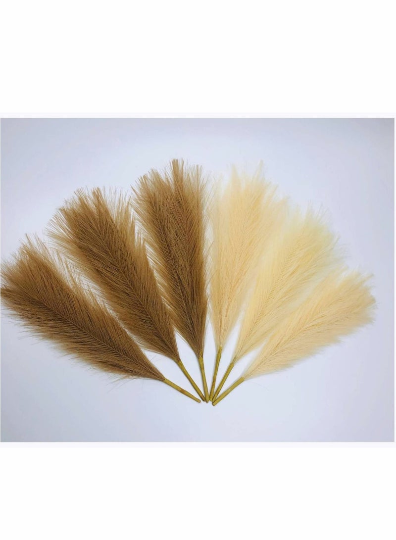 Y&D Pampas Grass Decor Tall-Faux Artificial Dried Large flower bouquet 18”-8 Pcs Beige white &Taupe Brown Fake fall floor Vase-Pompas Floral-Pompous Boho Home  - Image 1