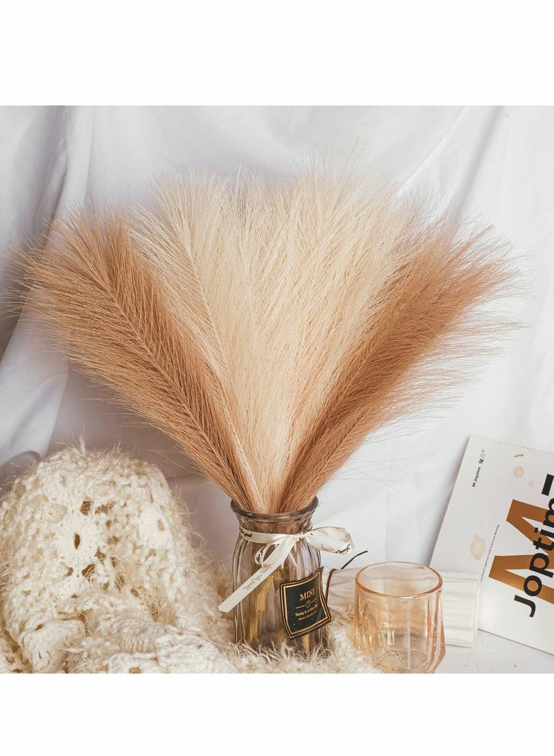 Y&D Pampas Grass Decor Tall-Faux Artificial Dried Large flower bouquet 18”-8 Pcs Beige white &Taupe Brown Fake fall floor Vase-Pompas Floral-Pompous Boho Home  - Image 2