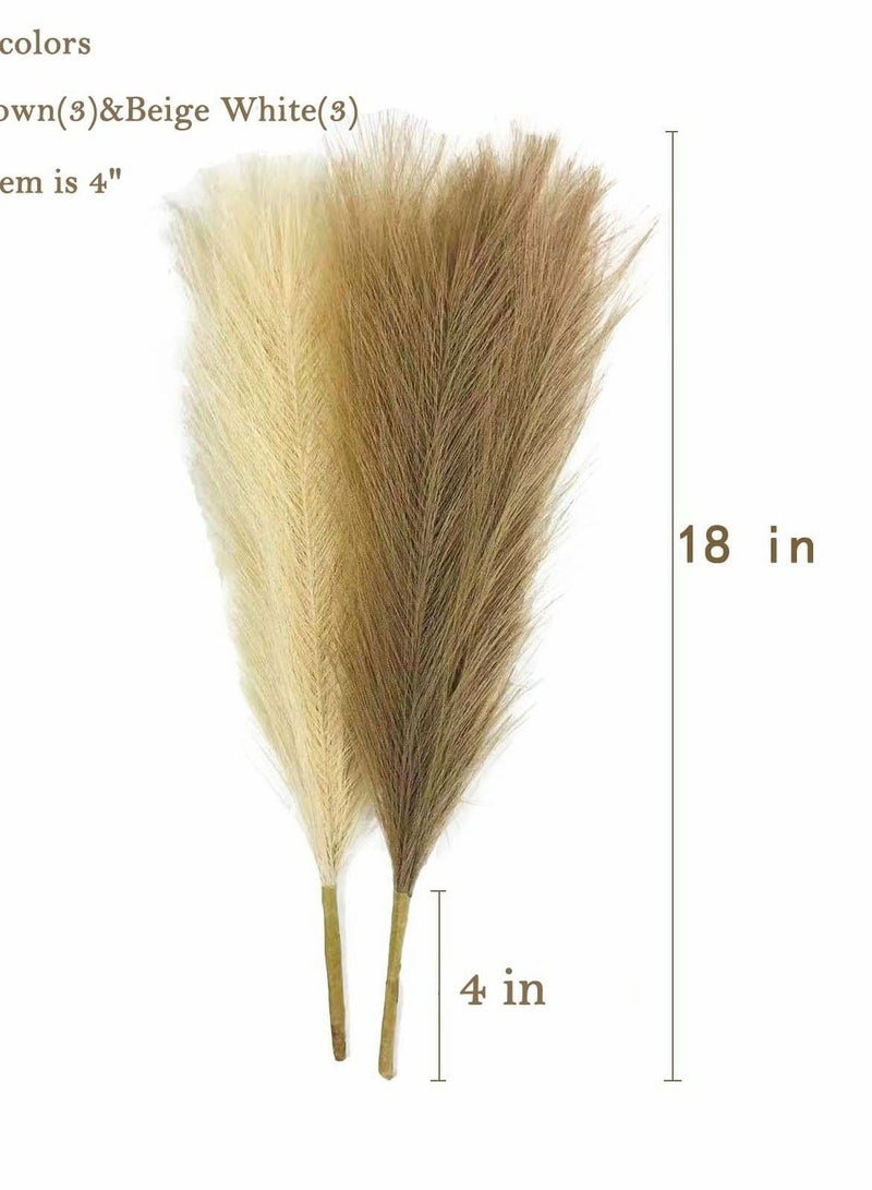 Y&D Pampas Grass Decor Tall-Faux Artificial Dried Large flower bouquet 18”-8 Pcs Beige white &Taupe Brown Fake fall floor Vase-Pompas Floral-Pompous Boho Home  - Image 4