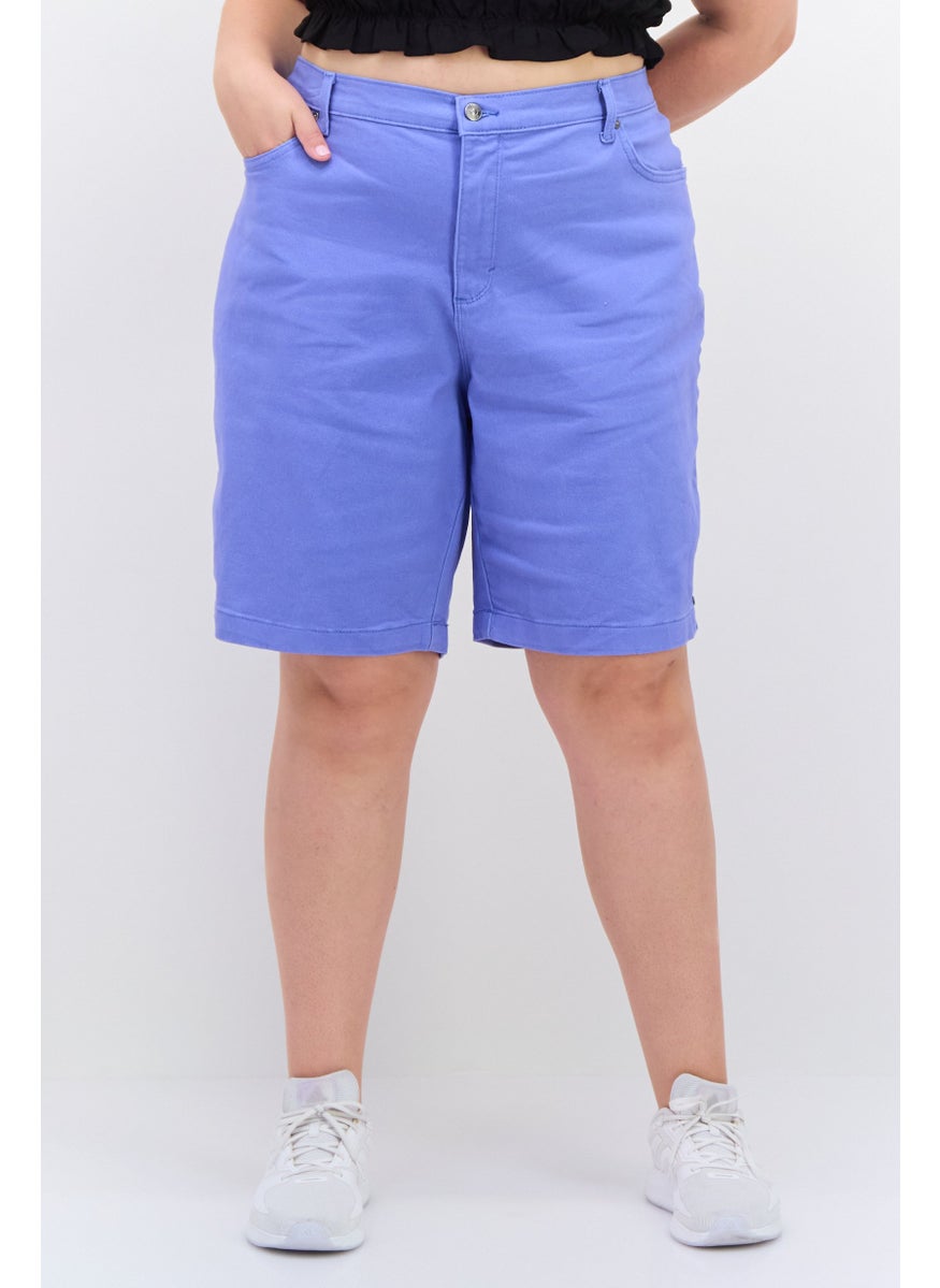 Gloria Vanderbilt - Women Plus Size Plain Basic Short, Blue - Image 1