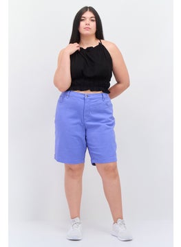 Gloria Vanderbilt Women Plus Size Plain Basic Short, Blue  - Image 2