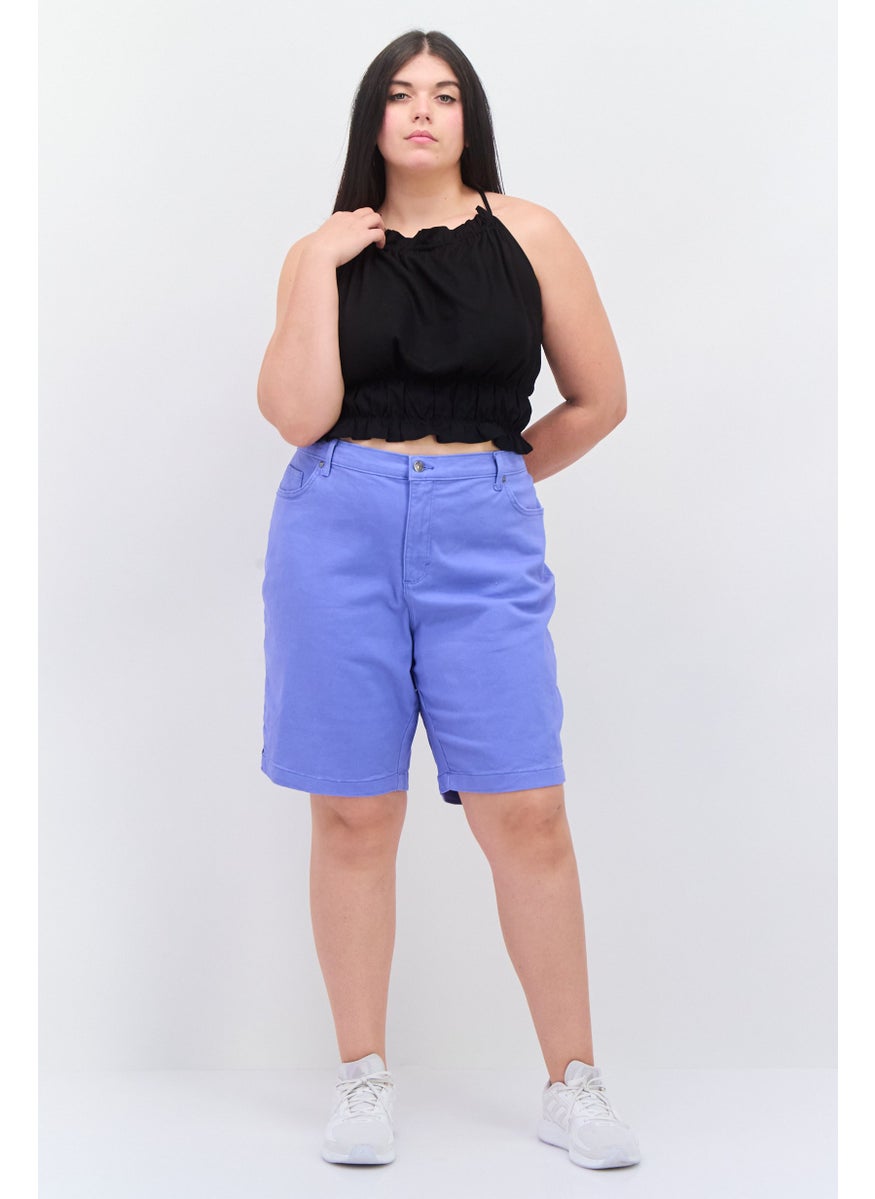 Gloria Vanderbilt - Women Plus Size Plain Basic Short, Blue - Image 1