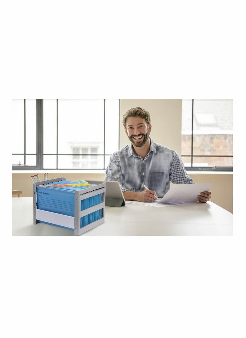 Generic - A4 Suspension Files, KASTWAVE Polypropylene Filing Cabinet Suspension Files with Tabs and Card Inserts for School Home Work Office Organization (12PCS Blue) - Image 1