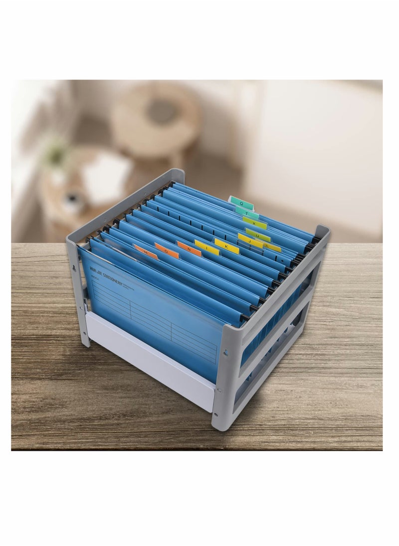Generic - A4 Suspension Files, KASTWAVE Polypropylene Filing Cabinet Suspension Files with Tabs and Card Inserts for School Home Work Office Organization (12PCS Blue) - Image 1