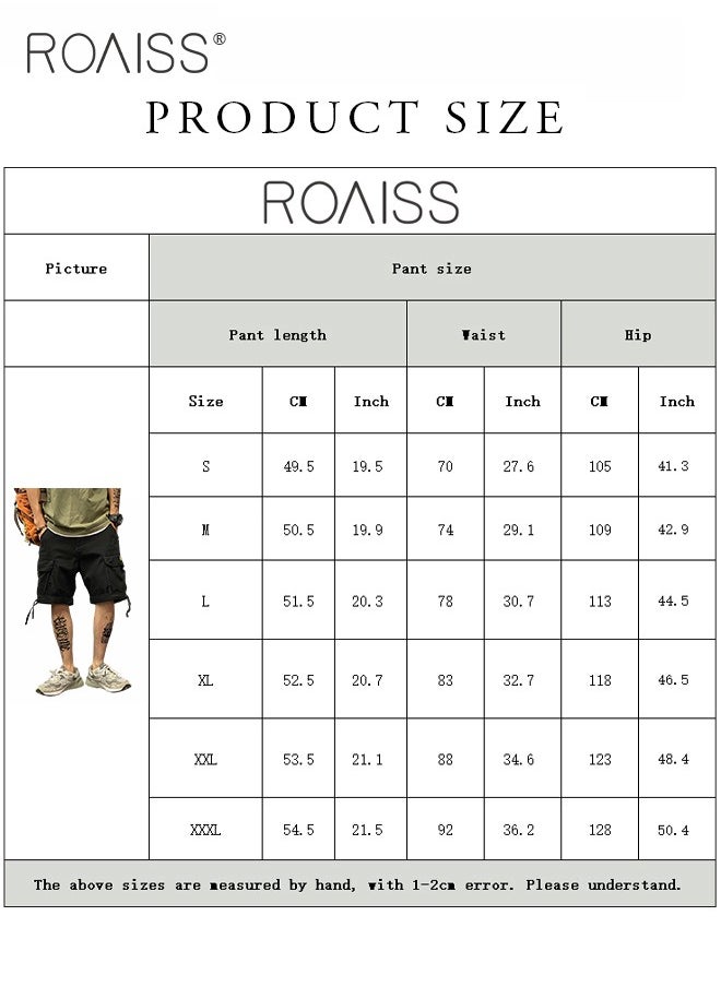 roaiss - Men's Casual Multi Pocket Work Shorts Wide Leg Pants With Loose Waistband Buckle Fashionable And Versatile Durable Shorts - Image 1