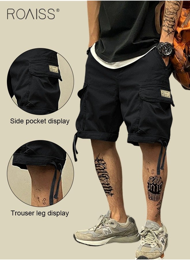 roaiss - Men's Casual Multi Pocket Work Shorts Wide Leg Pants With Loose Waistband Buckle Fashionable And Versatile Durable Shorts - Image 1