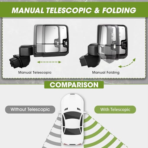 SIZIOM Towing Mirror for 2020-2024 Chevrolet Silverado/GMC Sierra 2500 Passenger/Right Side Textured Cover - Image 4