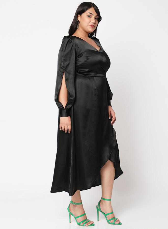 Mish Satin Wrap Midi Dress - Image 3