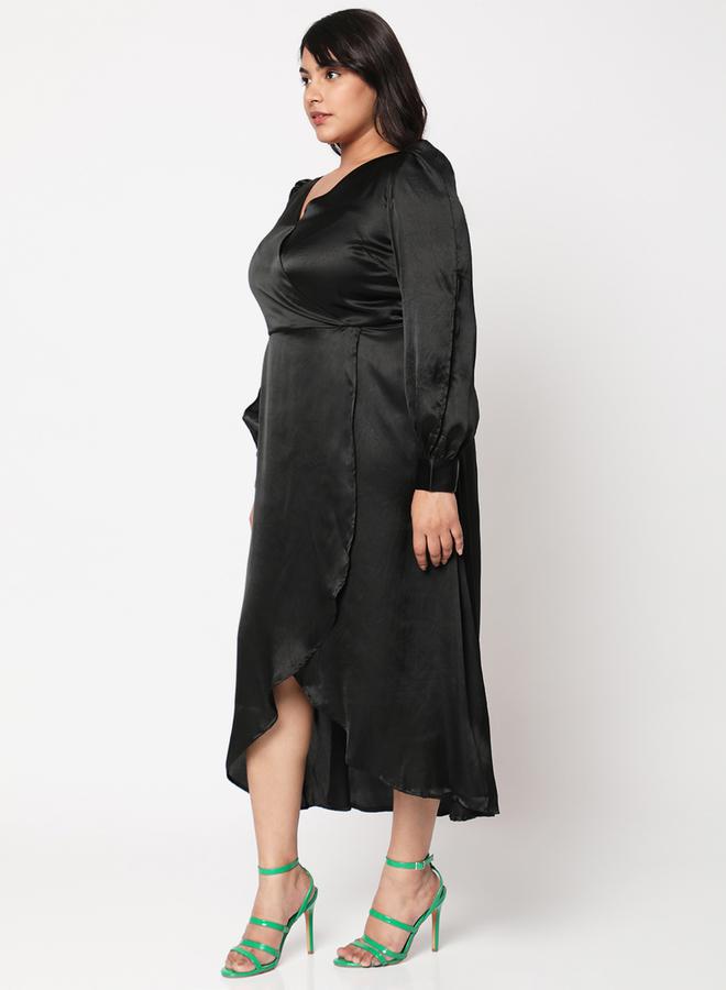 Mish Satin Wrap Midi Dress - Image 4