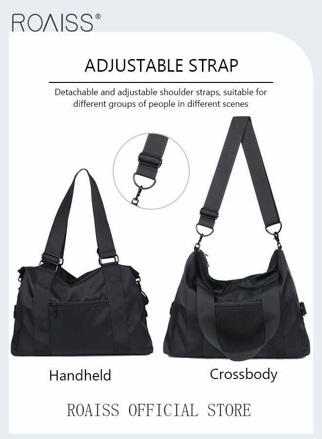 roaiss Large Capacity Waterproof Travel Backpack with Multi Layer Convenient Storage Solid Color Simple Design Backpack Carried by Hand or Slung over Shoulder  - Image 3