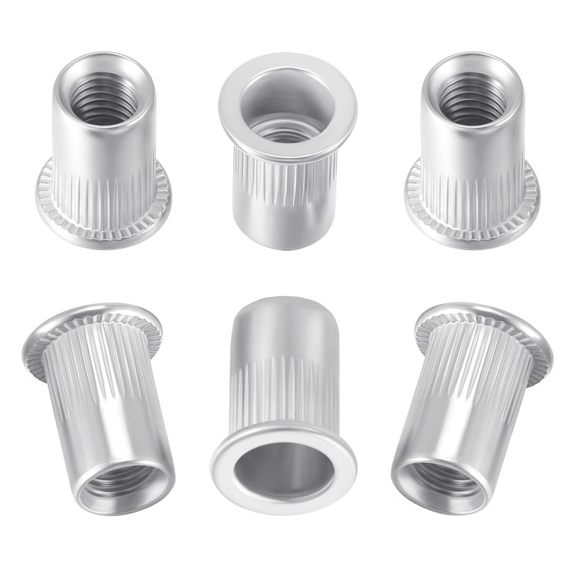 HSEAMALL M6 Stainless Steel Rivet Nut Flat Head Threaded Insert Rivnut Nutsert,50-Pack - Image 1