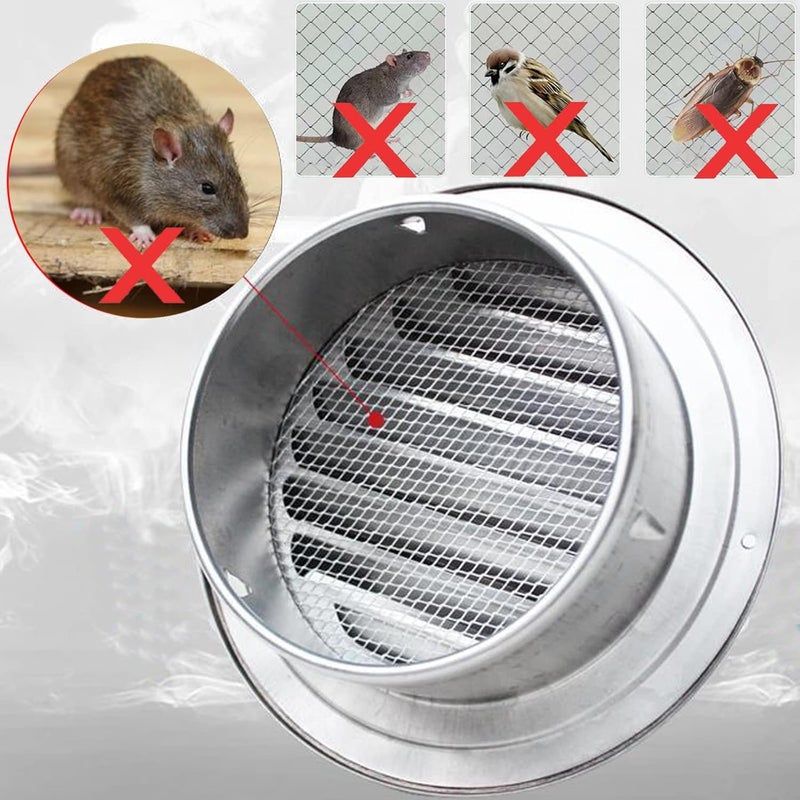 Outlet Hood,Air Vent Louver Grille Cover, Stainless Steel Vents 110/125/160mm Ventilation Air Vent (Color : Silver, Size : 5.9in/150mm) - Image 3