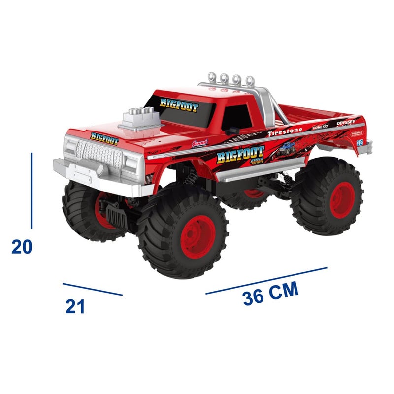The Toys Home شاحنة الوحش أوكسي بيغ فوت 4x4 للطرق الوعرة، تحكم عن بعد 2.4GHz، دفع رباعي، حمراء، 36 سم، بطارية قابلة للشحن 3.7V، للأعمار 6 سنوات فما فوق - Image 2