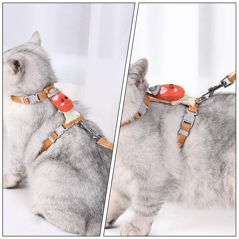 Orange Adjustable Cat Harness And Leash Set Comfortable Wear Resistant Pet Harness 1.5cm For Walking And Running For Cats And Small Pets - Image 5