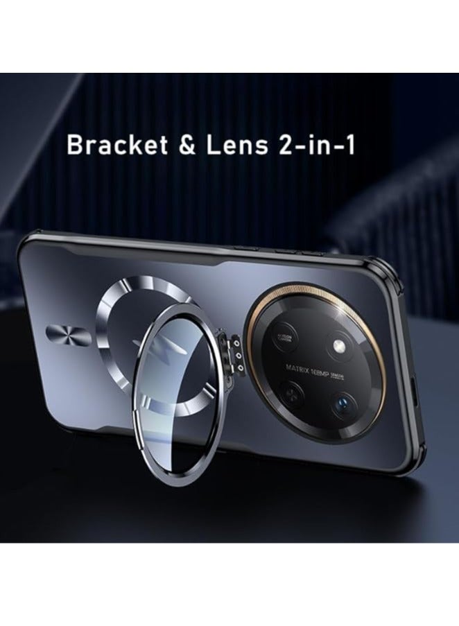 Magnetic Case Compatible with Honor X9c / Honor X60 Pro, Built In Invisible Alloy Lens Holder and Lens Film, Seismic and Anti Fall Cover Case with Wireless Charging