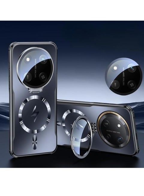 Magnetic Case Compatible with Honor X9c / Honor X60 Pro, Built In Invisible Alloy Lens Holder and Lens Film, Seismic and Anti Fall Cover Case with Wireless Charging