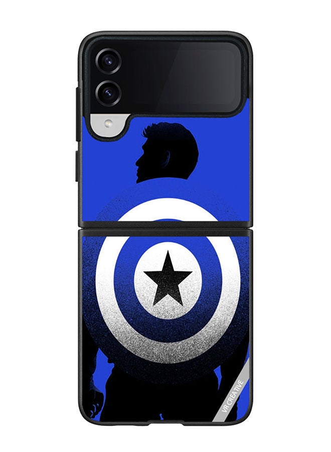 VR CREATIVE Protective Case Cover For Samsung Galaxy Z Flip4 Captain America Blue Design Multicolour - Image 1