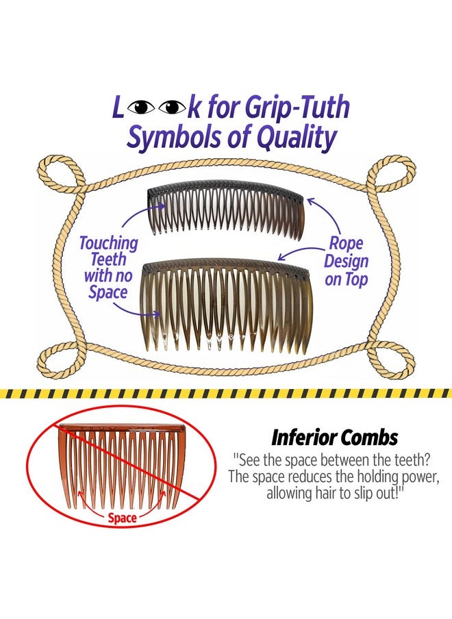 جود هير دايز أمشاط Good Hair Days Grip-Tuth - مجموعة من مشطين جانبيين للشعر - أمشاط شعر لجميع أنواع الشعر - إكسسوارات تزيينية وتصفيف الشعر للنساء (صدفة، عرض 3 ¼ بوصة)  - Image 3