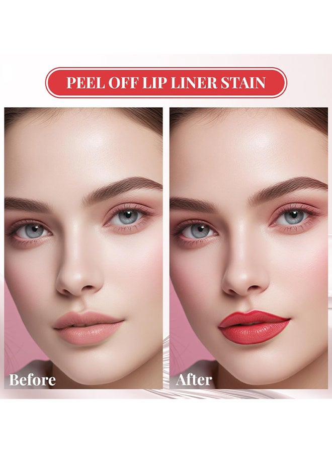 يونج فيجن 3 ألوان Peel Off Lip Liner Stain Set ، صبغة الشفاه طويلة الأمد للنساء الفتيات ، تقشير صبغة الشفاه بلمسة نهائية غير لامعة ، طويلة الأمد ، مقاومة للماء ، مقاومة للنقل ، لون مصطبغ للغاية - Image 5