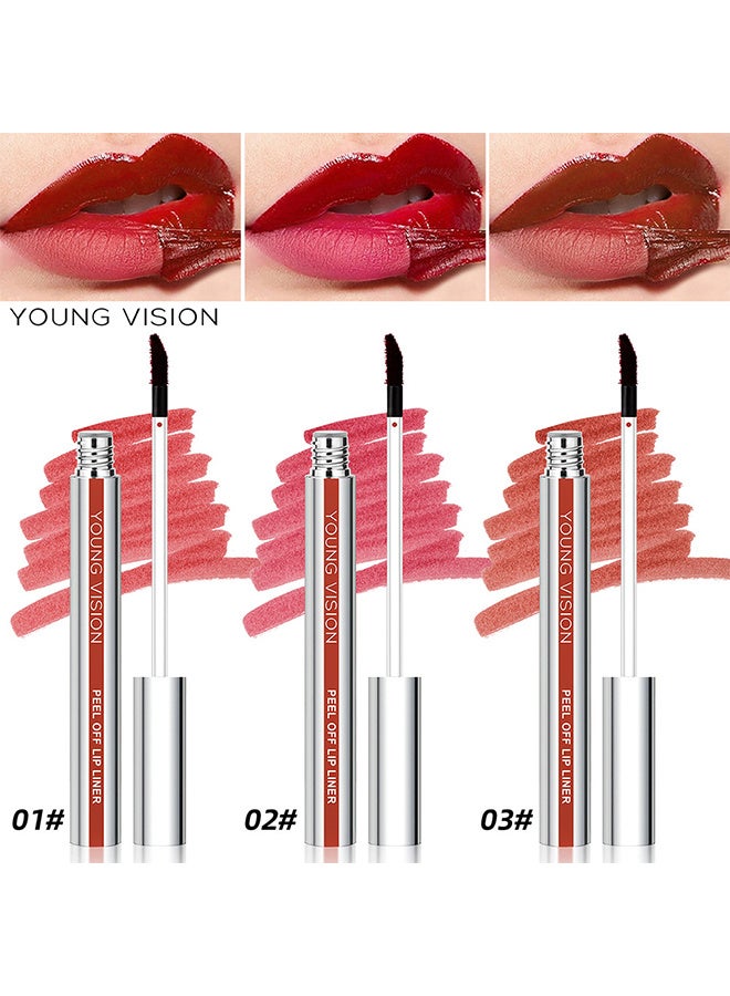 يونج فيجن 3 ألوان Peel Off Lip Liner Stain Set ، صبغة الشفاه طويلة الأمد للنساء الفتيات ، تقشير صبغة الشفاه بلمسة نهائية غير لامعة ، طويلة الأمد ، مقاومة للماء ، مقاومة للنقل ، لون مصطبغ للغاية - Image 3