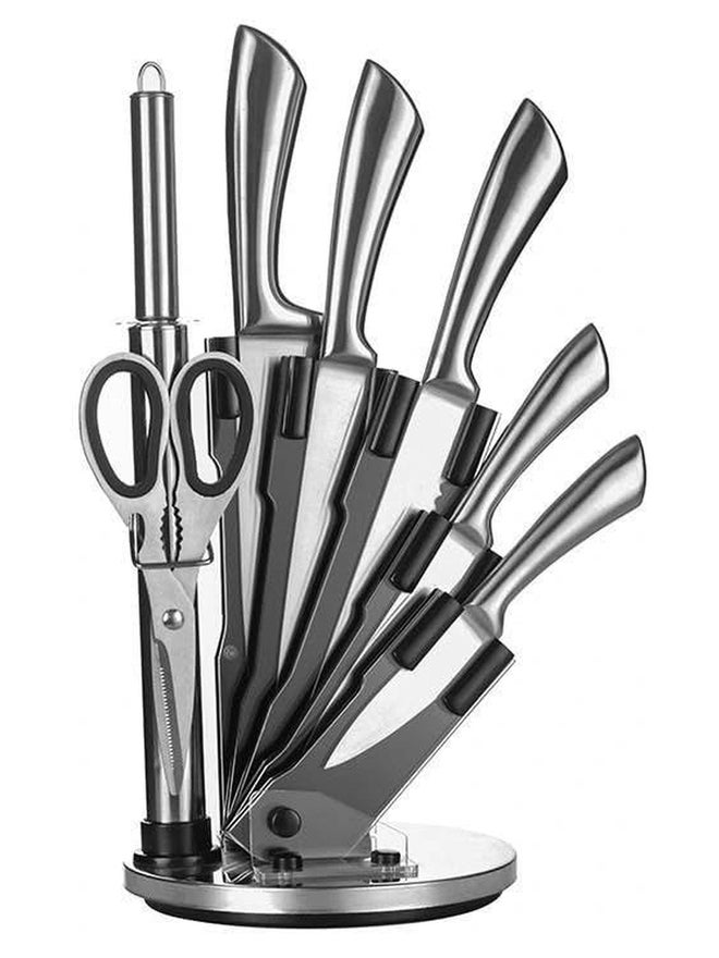 Cuisine Art طقم سكاكين مطبخ احترافي من كوزين آرت 8 قطع مع حامل دوار - Image 1