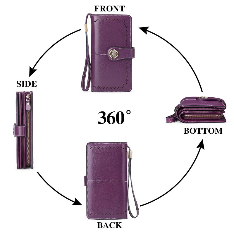SENDEFN Wallets for Women Leather Credit Card Holder with RFID Blocking Large Capacity Wristlet - Image 5