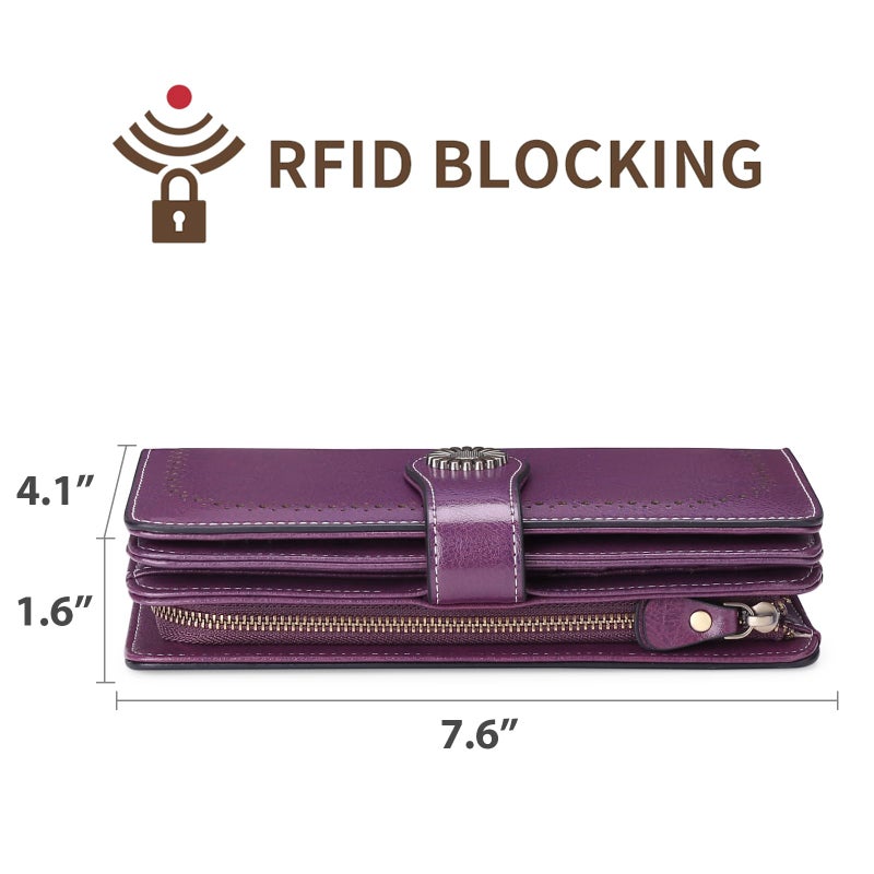 SENDEFN Wallets for Women Leather Credit Card Holder with RFID Blocking Large Capacity Wristlet - Image 3