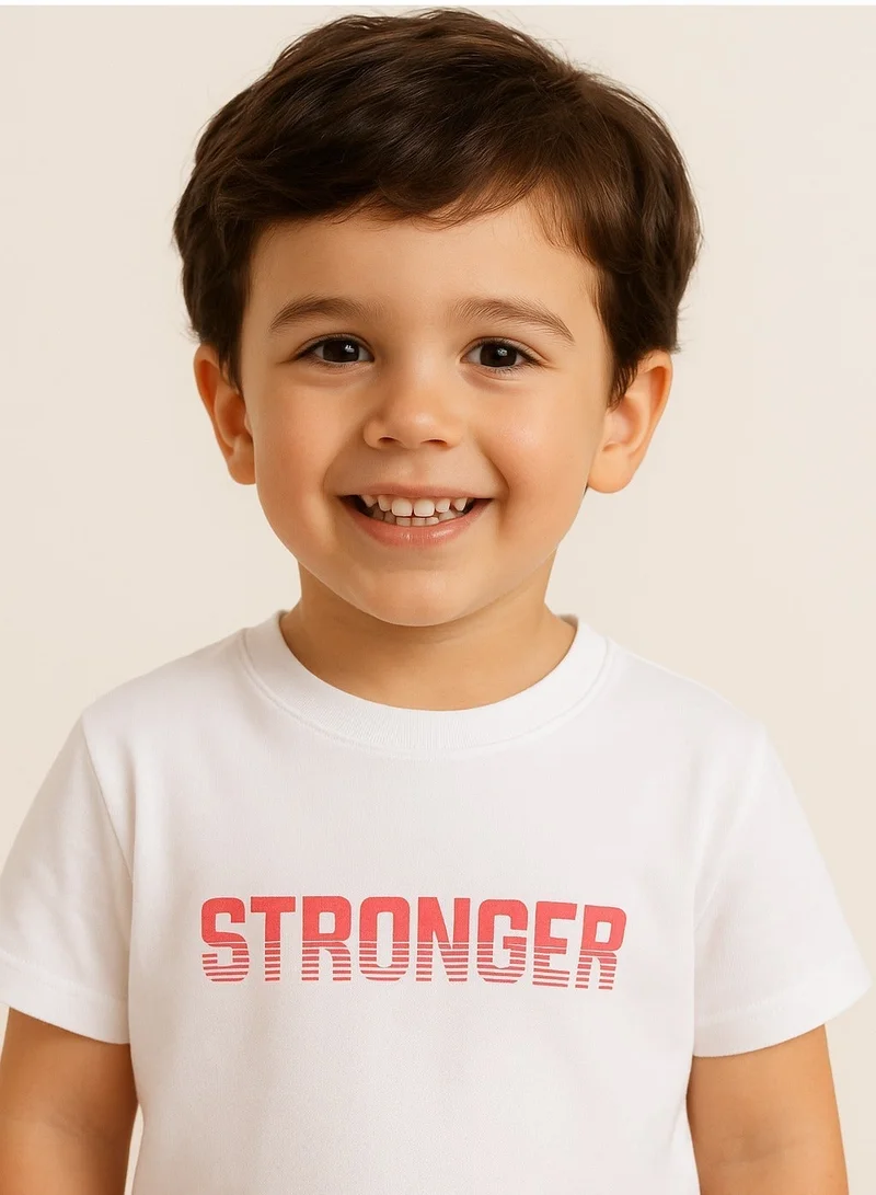 victor and jane Junior Boys Slogan Print Cotton T-Shirt - White