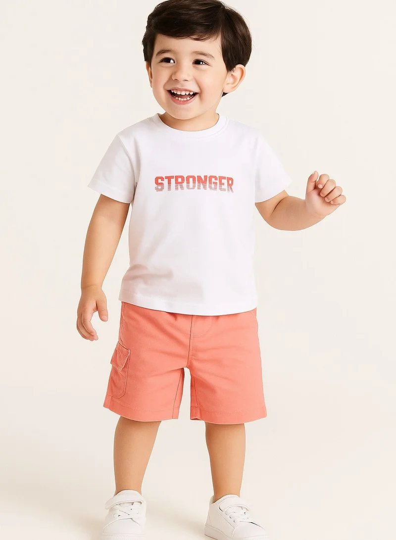 victor and jane Junior Boys Slogan Print Cotton T-Shirt - White
