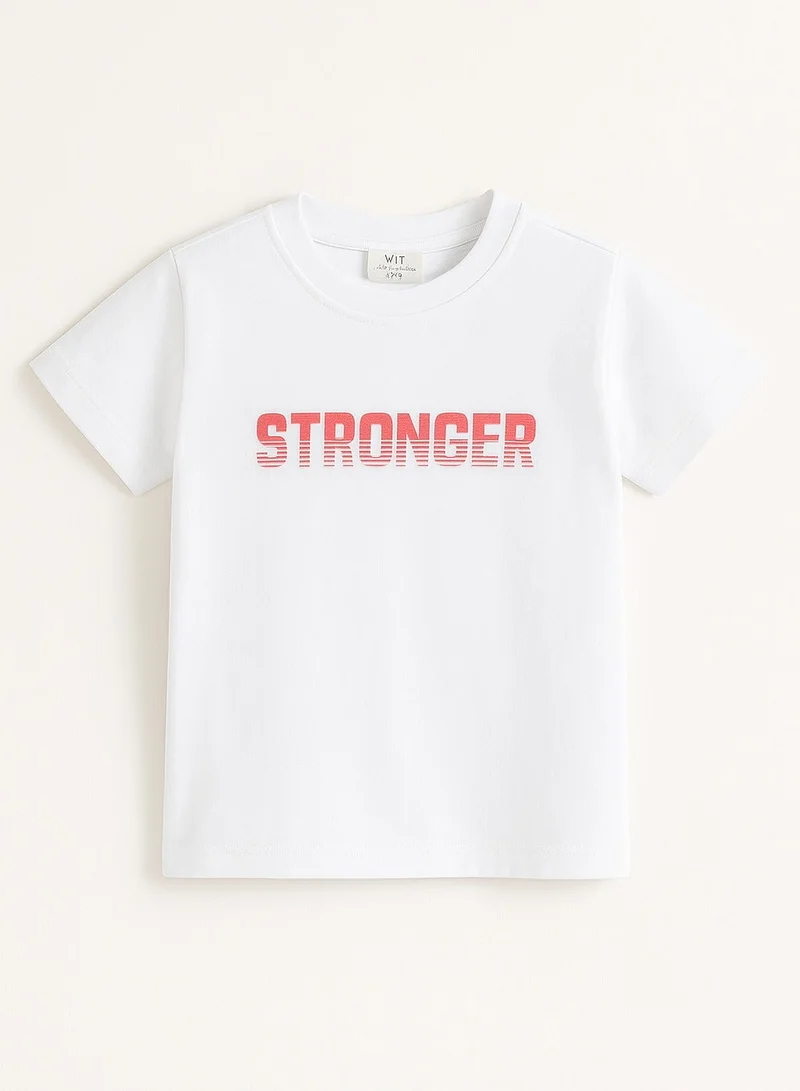 Victor And Jane  Junior Boys Slogan Print Cotton T-Shirt - White for Men | Best Price UAE