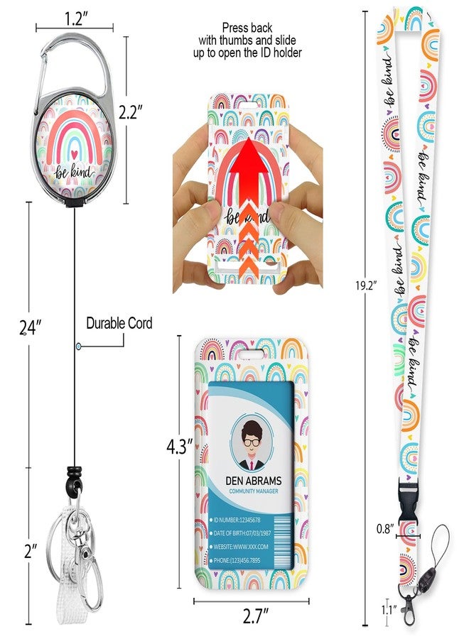 Piefly ID Badge Holder with Breakaway Lanyards, Flowers Floral Badge Holder with Lanyard, Retractable Reel Keychain Name Tag Lanyard Vertical ID Card Protector for Women Teacher Nurses Doctor Student - Image 5