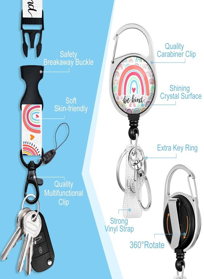 Piefly ID Badge Holder with Breakaway Lanyards, Flowers Floral Badge Holder with Lanyard, Retractable Reel Keychain Name Tag Lanyard Vertical ID Card Protector for Women Teacher Nurses Doctor Student - Image 4