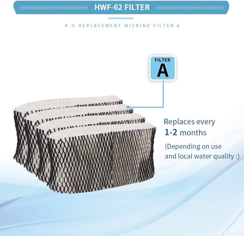 BTNTVEN HWF62 Humidifier Filter A for Holmes - Replacement for Holmes Sunbeam Humidifier Filter A, Replaces HWF62 HWF62CS HWF62D SF212, Fits Humidifier Models SCM1100, SCM1701, SCM1702, SCM1762 (4 Pack) - Image 5