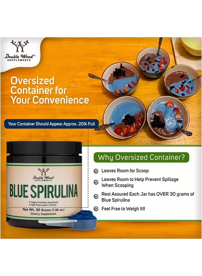 Double Wood Supplements مسحوق السبيرولينا الأزرق يحتوي على 35% من الفيكوسيانين، مسحوق غذائي خارق من الطحالب الخضراء المزرقة يمتزج مع العصائر والمشروبات البروتينية، تلوين غذائي طبيعي (إمدادات لمدة شهر) من شركة دوبل وود - Image 3
