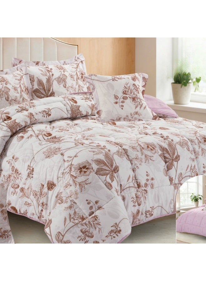 SMART HOME Luxury Summer Hotel Double Bed Set, 6 Pieces – Quilted Comforter Set with Soft Filling – Double Comforter with Fitted Sheet, 2 Pillowcases, and 2 Square Cushion Covers – Cool and Comfortable Summer Bedspread – Elegant Hotel Bedding Set for Bedrooms – Size 260x240 cm – High Quality, Suitable for Everyday Use and Hotels – Made of Microfiber - Image 3
