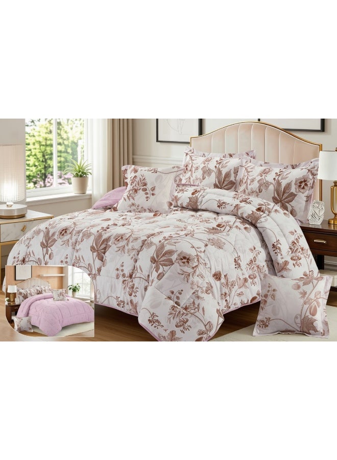SMART HOME Luxury Summer Hotel Double Bed Set, 6 Pieces – Quilted Comforter Set with Soft Filling – Double Comforter with Fitted Sheet, 2 Pillowcases, and 2 Square Cushion Covers – Cool and Comfortable Summer Bedspread – Elegant Hotel Bedding Set for Bedrooms – Size 260x240 cm – High Quality, Suitable for Everyday Use and Hotels – Made of Microfiber - Image 4