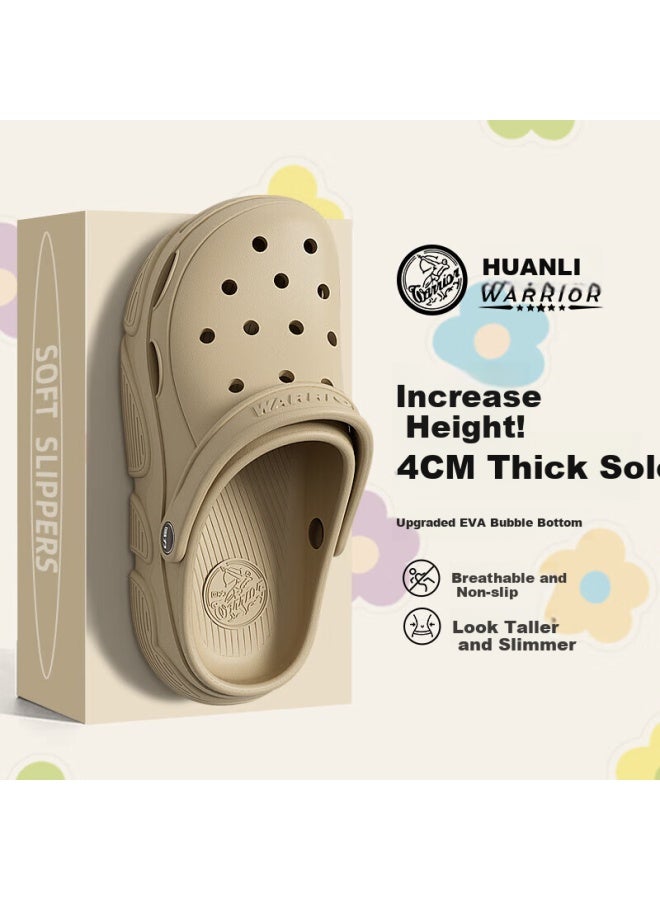 Pull Back Huili Women's Perforated Sandals, Spring And Summer Slippers, Non-slip Outdoor Beach Shoes With Comfortable Feel, Model 0338, Ivory White, Size 38 - Image 1