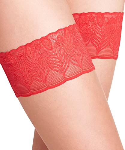 FALKE Women's Lunelle 8 Denier Thigh Highs, Non Slip Peacock Feather Lace Band, Ultra-Sheer Transparent, Nylon, 1 Pair - Image 5