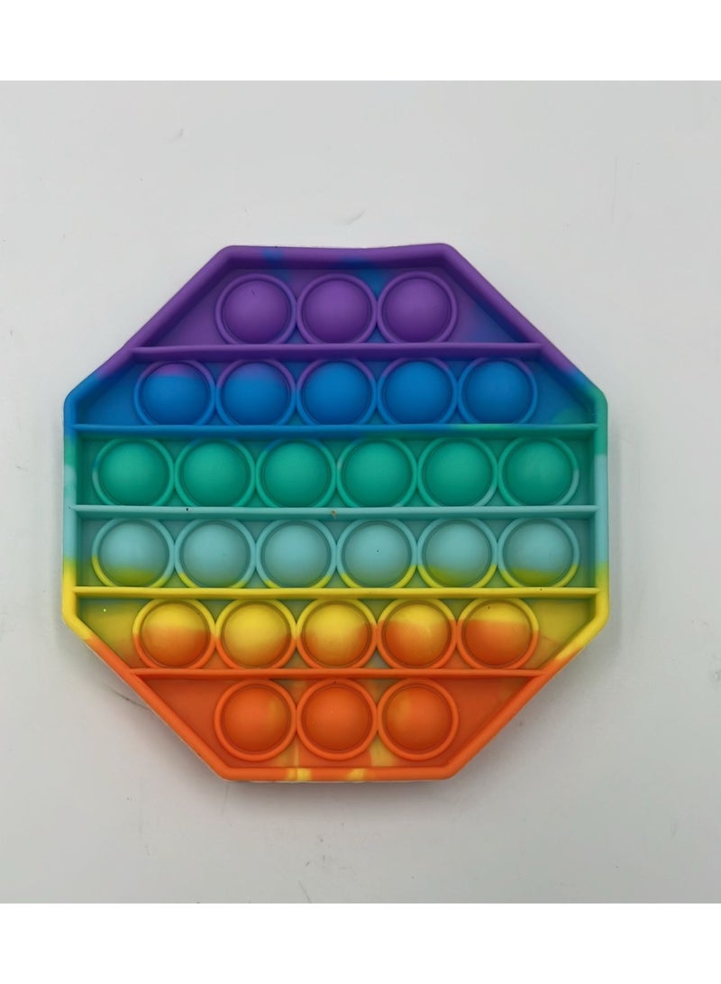 ToySchool Push Bubbles Pop Fidget Hexagon Shape Multicolor 5 inch - Image 1