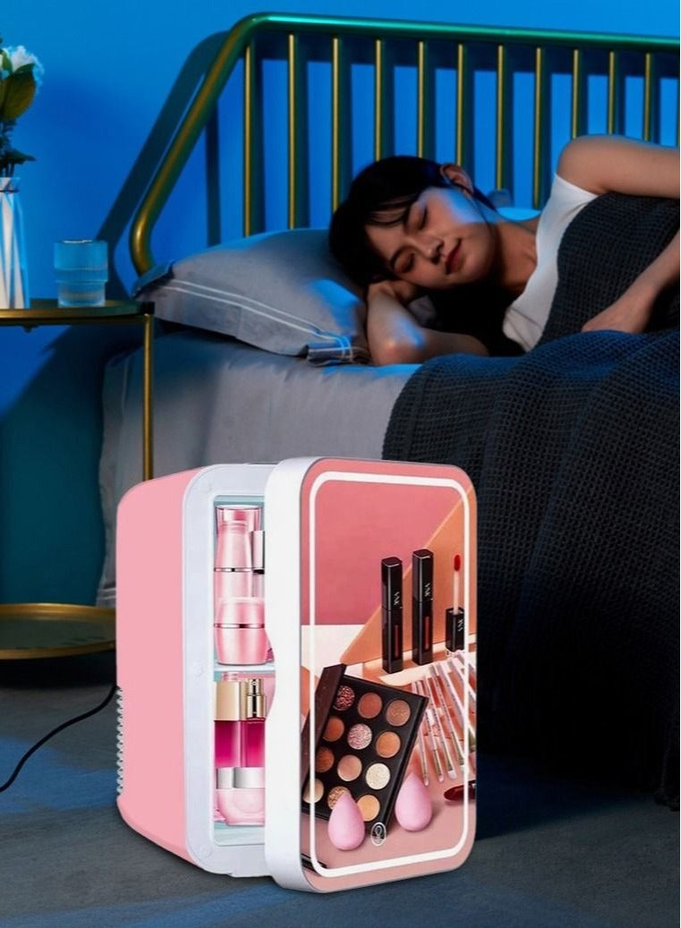 Portable 8L Mini Makeup Fridge with LED Light Mirror Cosmetic Storage Cooler and Warmer Freezer  - Image 4