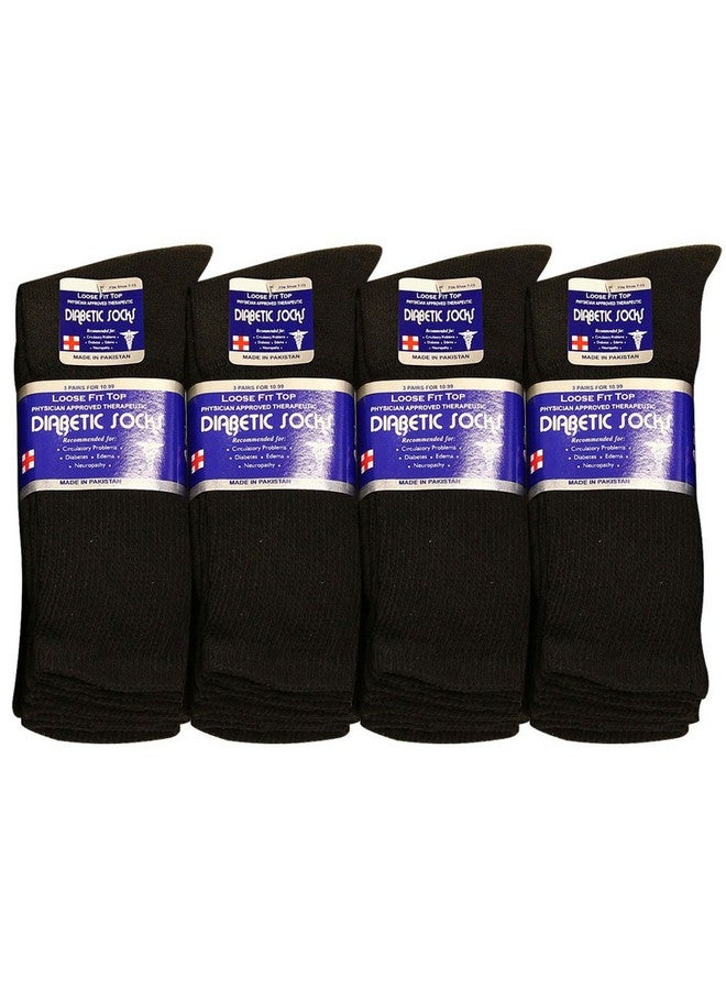 Falari Falari Diabetic Socks Men Unisex Size 10-13 Black 63-2040-12PAIRS - Image 1