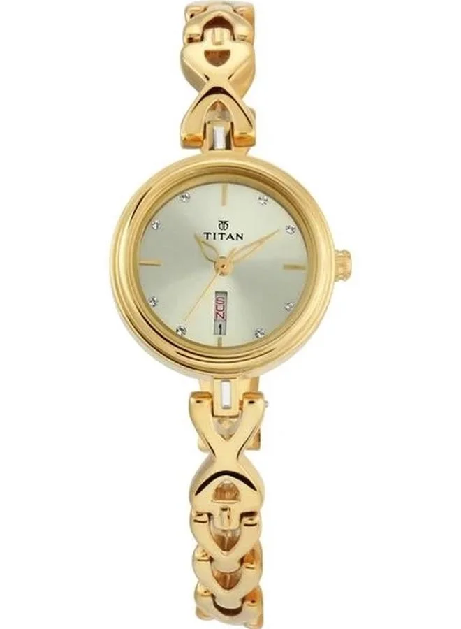 TITAN Women's Analog Display Watch With Gold Metal Strap - 2601YM03